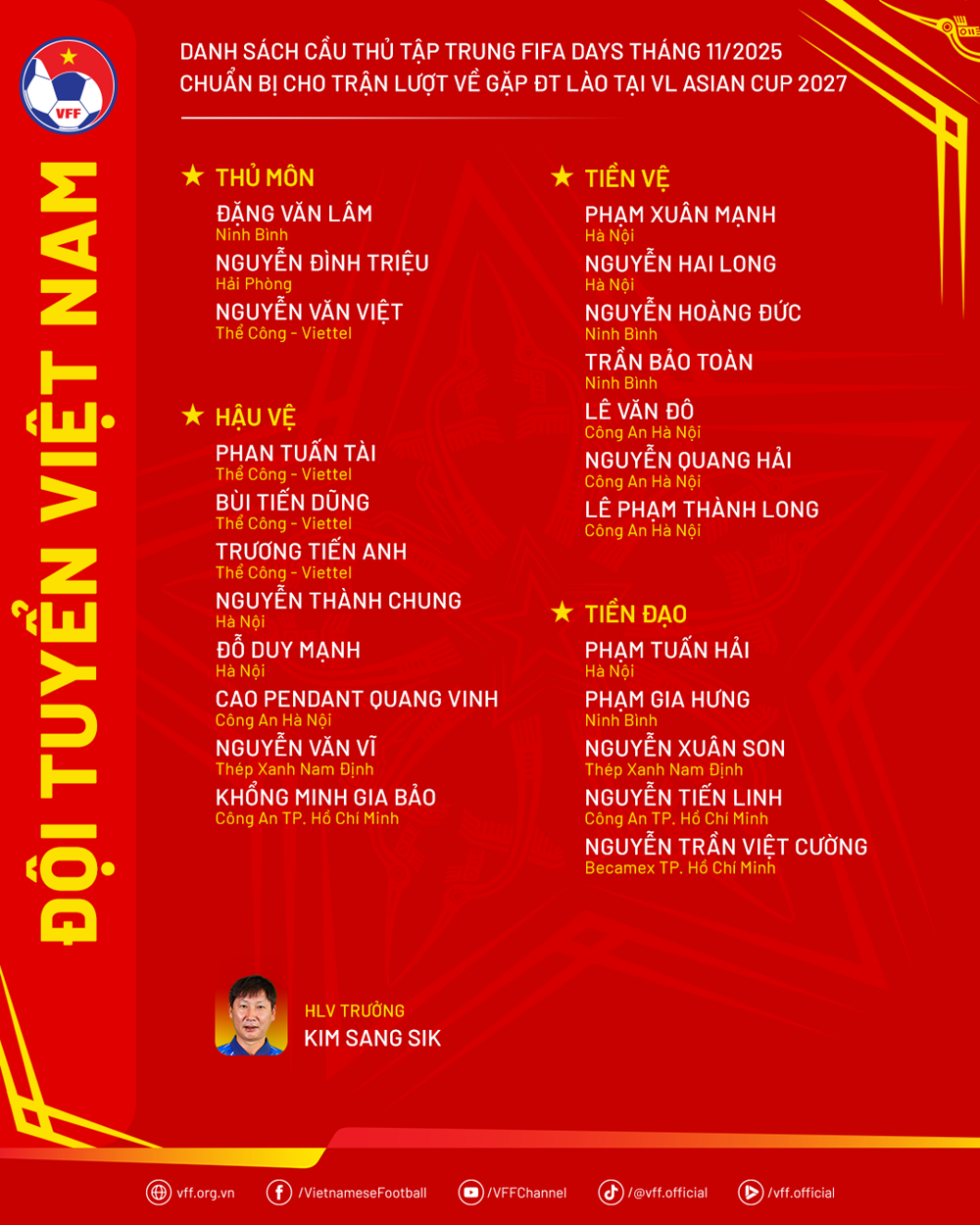 Spissen Xuan Son returnerer til det vietnamesiske landslaget for å konkurrere med Laos i Asian Cup 2027 - bilde 3