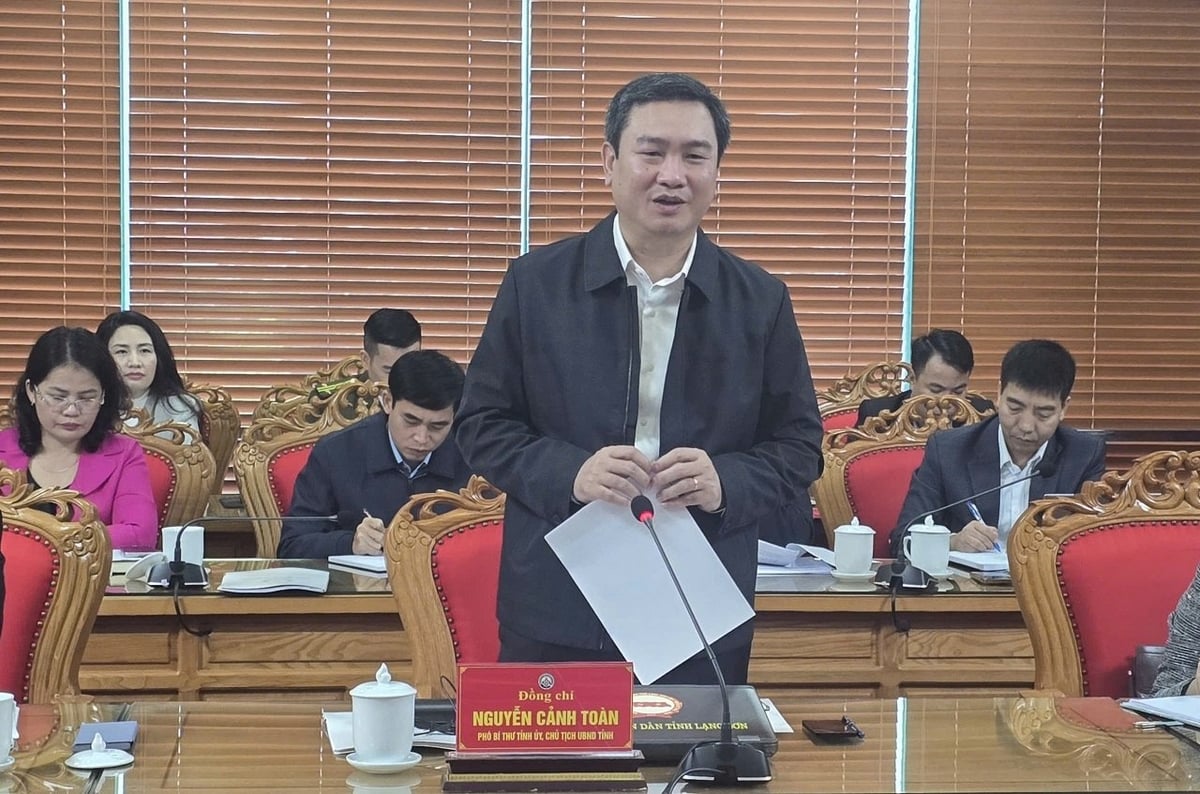 Chủ tịch UBND tỉnh Lạng Sơn Nguyễn Cảnh Toàn cho biết, buổi làm việc đặc biệt có ý nghĩa đối với tỉnh, đã giải đáp nhiều thắc mắc để tỉnh có thực hiện mô hình chính quyền 2 cấp được thuận lợi. Ảnh: Hoàng Nghĩa.