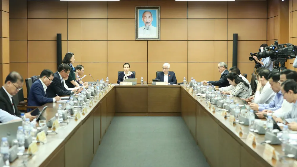 គណៈប្រតិភូរដ្ឋសភាទីក្រុងហូជីមិញបានពិភាក្សាជាក្រុម នាព្រឹកថ្ងៃទី៧ ខែវិច្ឆិកា រូបថត៖ QUANG PHUC