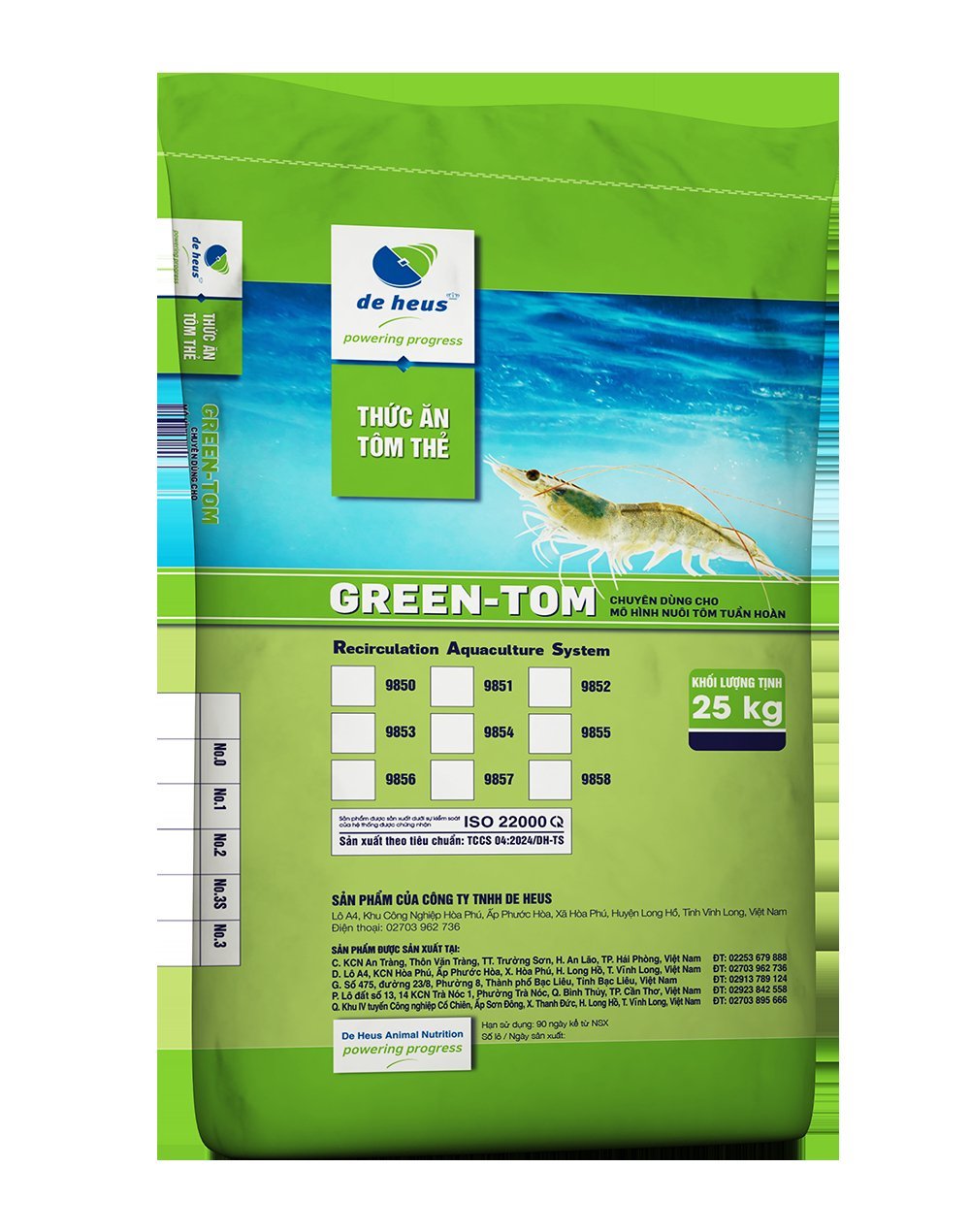 GREEN-TOM - สารอาหารที่ดีที่สุดจาก De Heus พัฒนาขึ้นมาโดยเฉพาะสำหรับฟาร์มกุ้งหมุนเวียนสมัยใหม่ ภาพ: De Heus GREEN-TOM - Giải pháp dinh dưỡng tối ưu từ De Heus, được phát triển dành riêng cho các mô hình nuôi tôm tuần hoàn hiện đại. Ảnh: De Heus.
