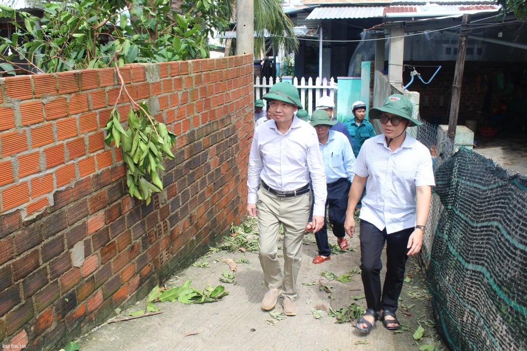 ທ່ານປະທານຄະນະກຳມະການປະຊາຊົນແຂວງ Ta Anh Tuan ໄດ້ລົງກວດກາເຮືອນຢູ່ບາງແຫ່ງຢູ່ຕາແສງ Xuan Dai.