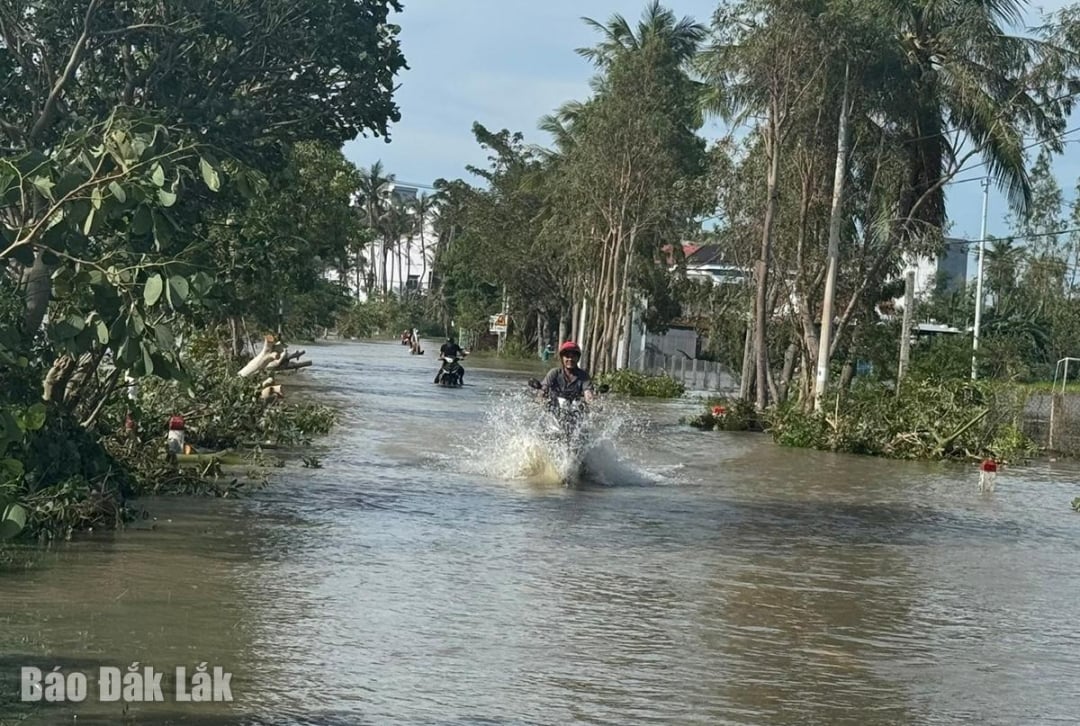 Eine Straße in der Gemeinde O Loan wurde überflutet.