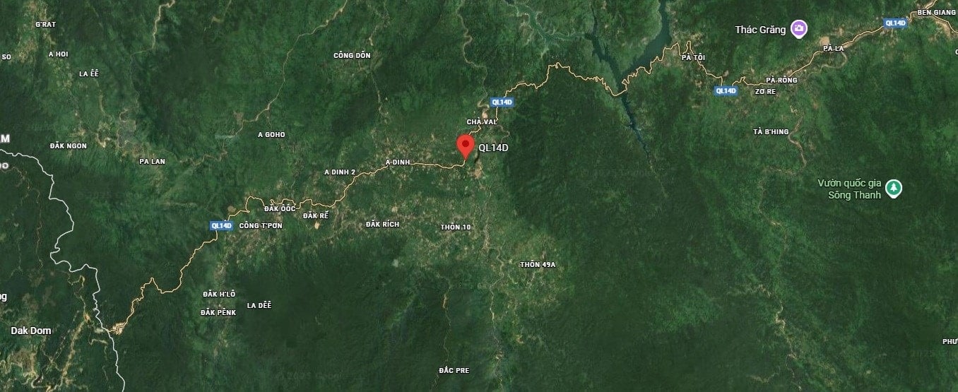 Trasa projektu zobrazená na satelitní mapě Google.