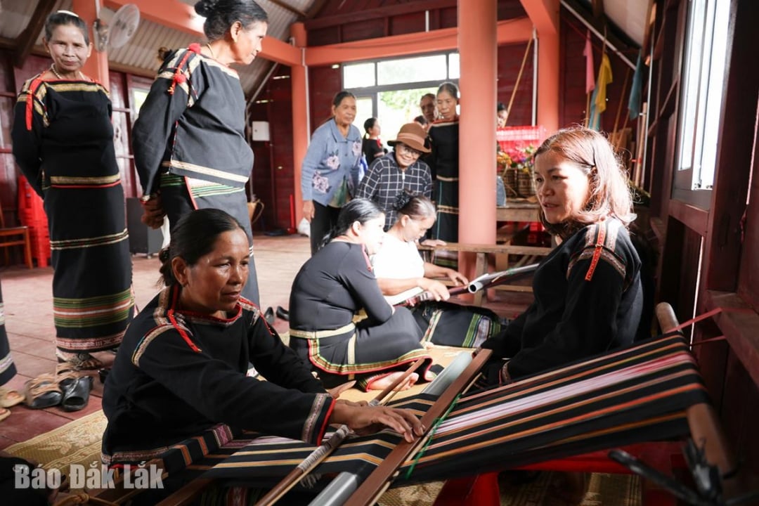 İki köyün kadınları geleneksel brokar kumaşlarla hünerlerini sergiliyor.