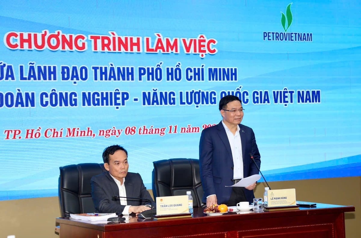 Chủ tịch HĐTV Petrovietnam Lê Mạnh Hùng khẳng định cam kết của Petrovietnam trong thực hiện nghiêm túc, hiệu quả các nội dung đã thống nhất, đóng góp tích cực vào phát triển kinh tế – xã hội của TP Hồ Chí Minh. Ảnh: Petrovietnam.