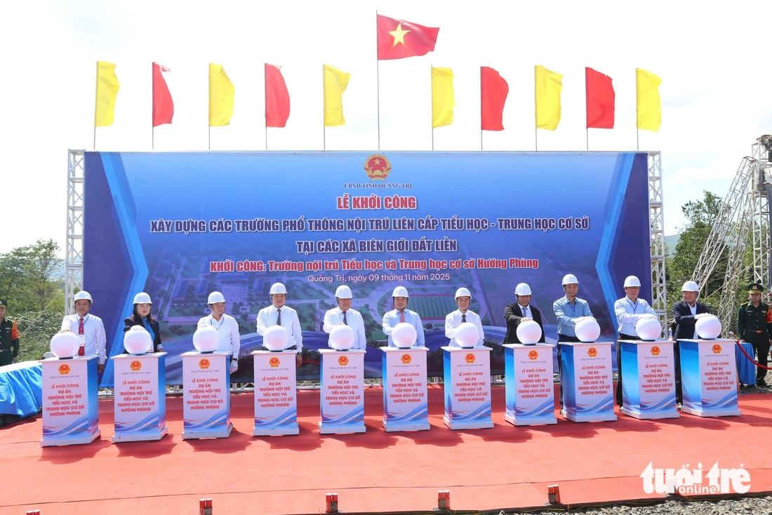 Đồng loạt khởi công trường nội trú liên cấp các xã biên giới - Ảnh 9.