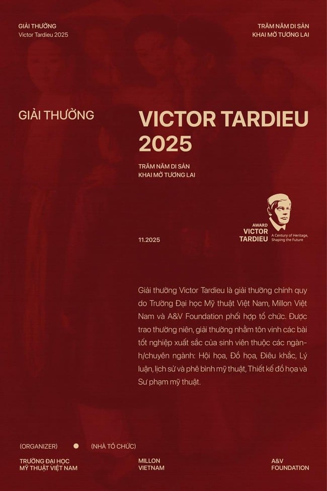 ពានរង្វាន់ Victor Tardieu - ខួបលើកទី 100 នៃមហាវិទ្យាល័យវិចិត្រសិល្បៈឥណ្ឌូចិន - រូបថត 1. Giải thưởng Victor Tardieu – Dấu ấn 100 năm Trường Mỹ thuật Đông Dương - Ảnh 1.