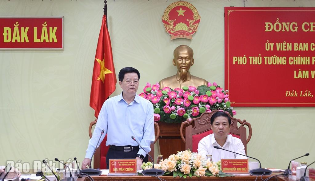 សមាជិកគណៈកម្មាធិការមជ្ឈិមបក្ស ឧបនាយករដ្ឋមន្ត្រី Mai Van Chinh ថ្លែងមតិក្នុងកិច្ចប្រជុំ។