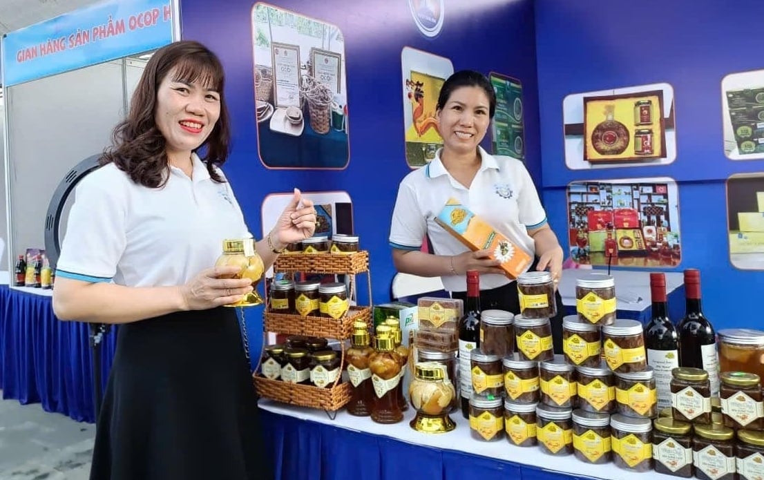 Cơ sở Mật ong Vàng Anh (xã An Viễn, Đồng Nai) hướng đến mục tiêu không chỉ xuất khẩu sản phẩm mà còn quảng bá hình ảnh nông sản sạch, sáng tạo và mang bản sắc Việt đến với bạn bè thế giới. Ảnh: Minh Sáng.