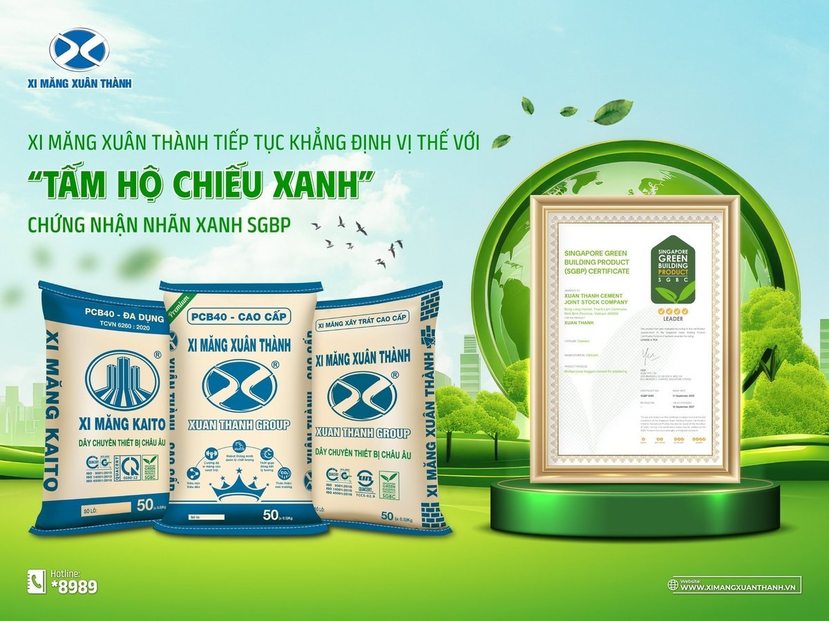 SGBP - 'Hộ chiếu xanh' giúp Xi Măng Xuân Thành khẳng định vị thế thương hiệu. Ảnh: XMXT.