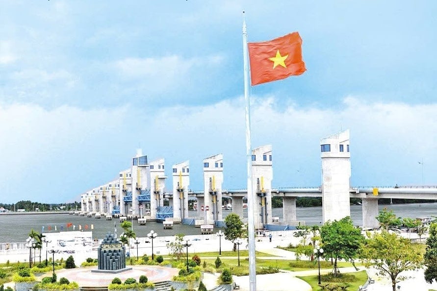 Công trình cống Cái Lớn tại tỉnh An Giang. Ảnh: Cục Quản lý và Xây dựng công trình thủy lợi.