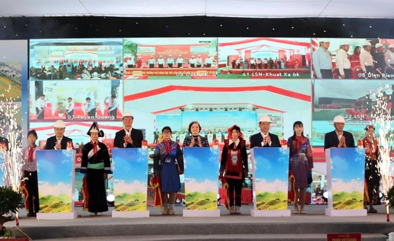 Phó Thủ tướng Phạm Thị Thanh Trà dự lễ khởi công 4 trường nội trú biên giới Lào Cai, tặng quà học sinh khó khăn- Ảnh 5.