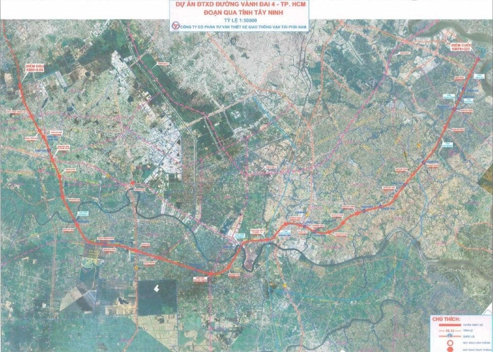 כיוון כביש הטבעת 4 של הו צ'י מין סיטי דרך טיי נין.