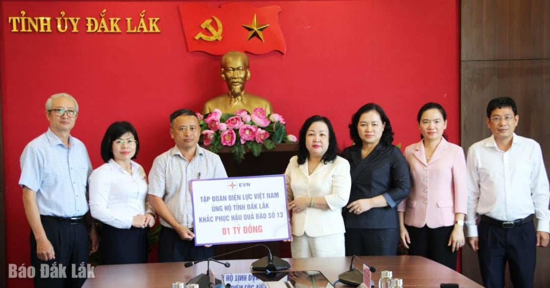 សមមិត្ត Cao Thi Hoa An អនុលេខាអចិន្ត្រៃយ៍គណៈកម្មាធិការបក្សខេត្ត ប្រធានក្រុមប្រឹក្សាប្រជាជនខេត្ត តំណាងថ្នាក់ដឹកនាំខេត្ត ទទួលថវិកាចំនួន ១ពាន់លានដុងពីក្រុមហ៊ុនអគ្គិសនីវៀតណាម។