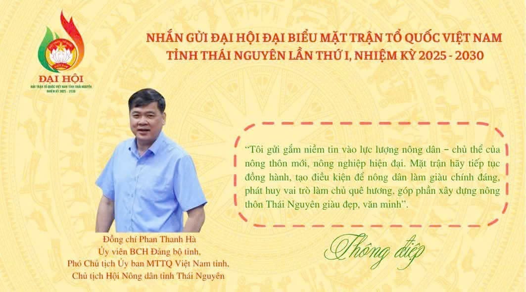 Comrade Phan Thanh Ha, Vice Chairman of the Provincial Vietnam Fatherland Front Committee, Chairman of the Provincial Farmers' Association