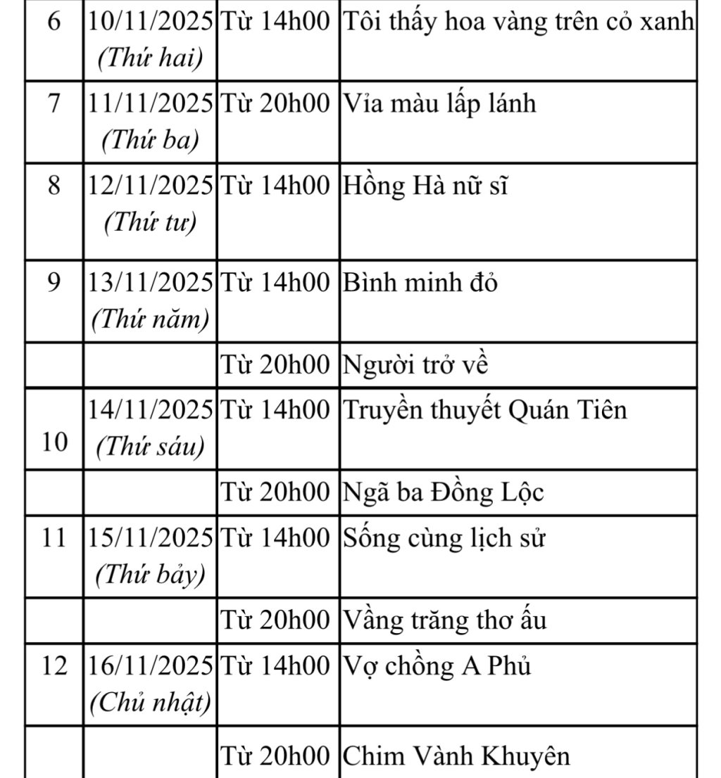 ຕາຕະລາງອາທິດຮູບເງົາພິເສດ