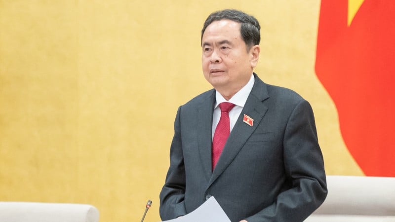 Ketua Majelis Nasional Tran Thanh Man, Ketua Dewan Pemilihan Nasional, berpidato dalam rapat tersebut. (Foto: DUY LINH)