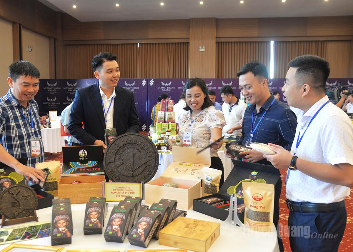 Thong Nguyen Komünü Phin Ho Çay İşleme Kooperatifi özel ürünlerini tanıtıyor.
