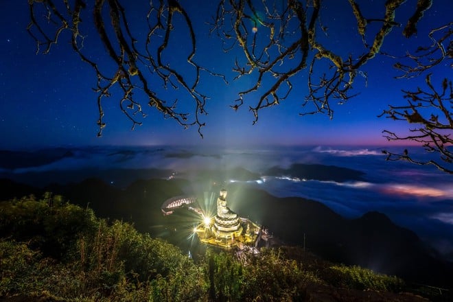 ຊົມວິວທາງຊ້າງເຜືອກໃນຍາມກາງຄືນຢູ່ເທິງຈອມພູ Fansipan - ຮູບ 7.