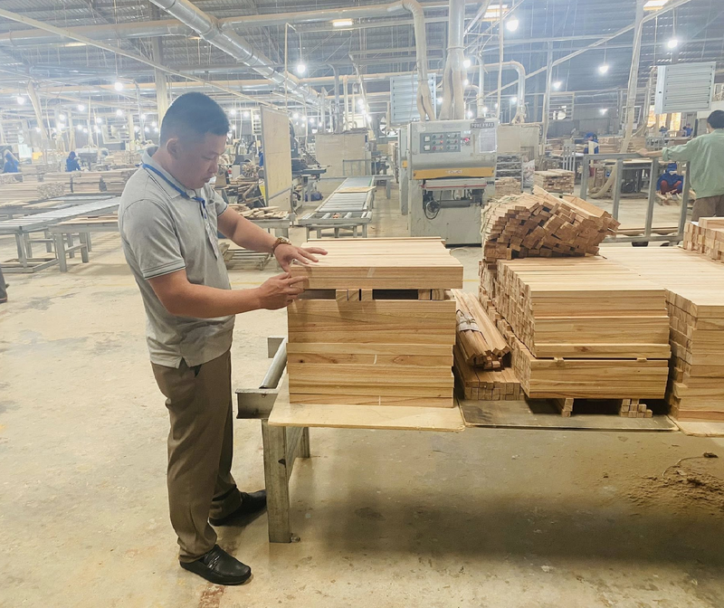 Produced at Thuan An Wood Panel Company Limited - an enterprise with typical national rural industrial products in 2025 of Quang Tri province. Photo: Thuan An