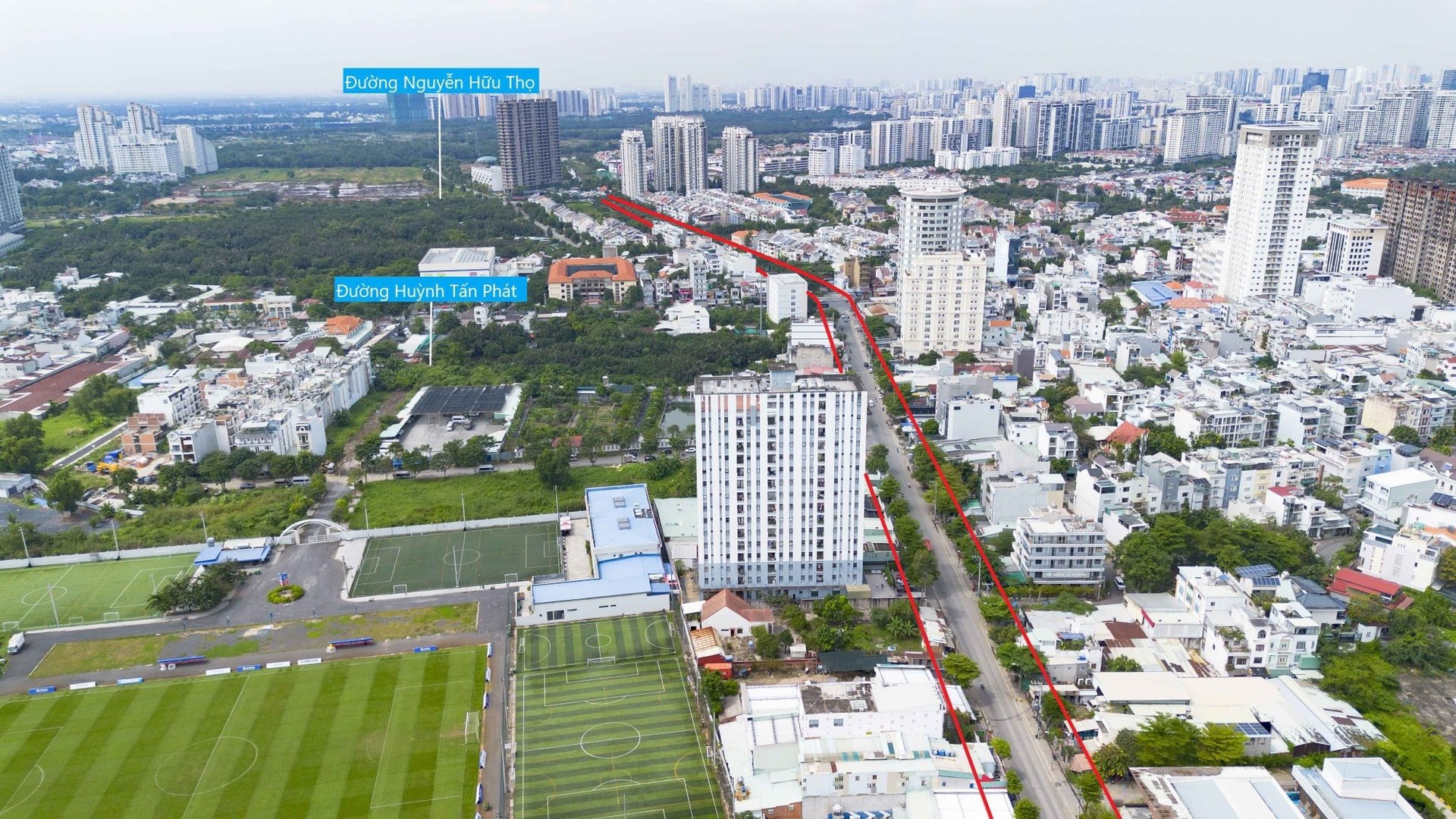 Die geplante Route der Phu My 2 Brücke mit einer Gesamtlänge von etwa 6,3 km.