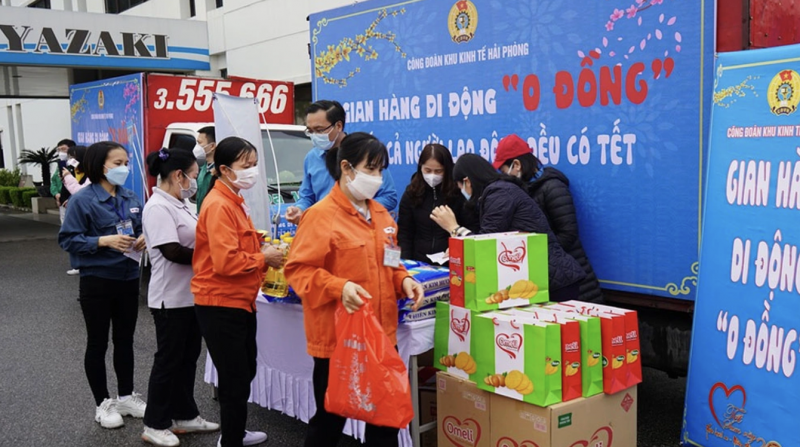 Mô hình chợ tết công đoàn được Tổng LĐLĐ Việt Nam triển khai nhiều năm qua. (Ảnh: T.L)