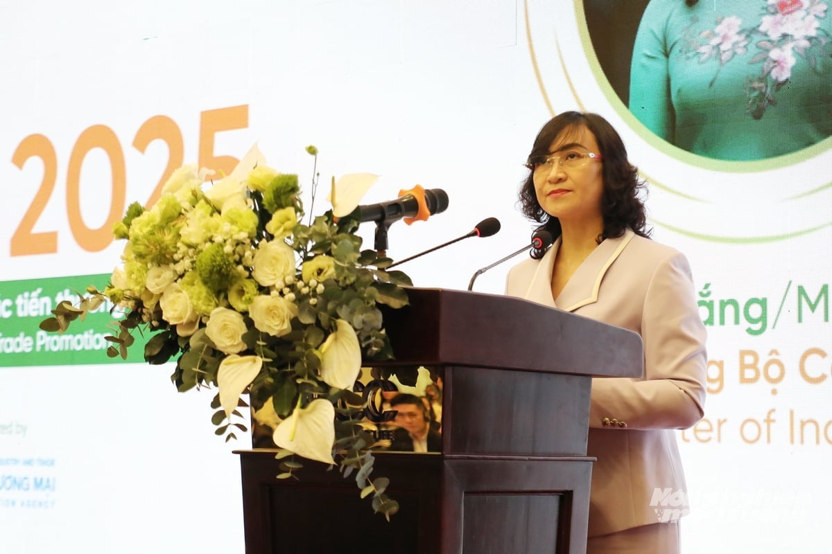 Thứ trưởng Bộ Công Thương Phan Thị Thắng: 'Hội nghị thể hiện định hướng dài hạn của chương trình thương hiệu quốc gia Việt Nam'. Ảnh: Nguyễn Thủy.