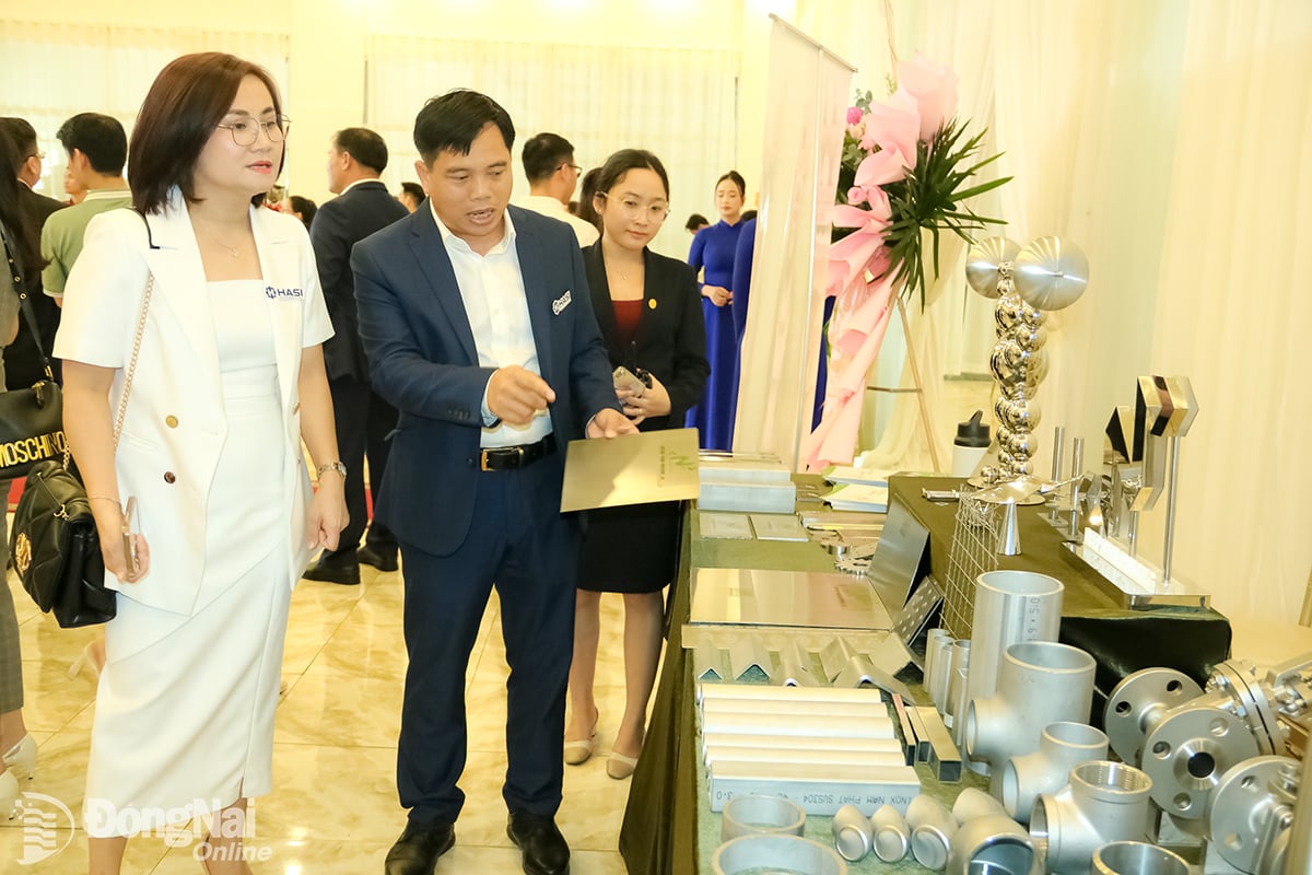 ໜູນ​ຊ່ວຍ​ວິ​ສາ​ຫະ​ກິດ​ອຸດ​ສາ​ຫະ​ກຳ​ຈາກ​ແຂວງ ດົ່ງ​ນາຍ ແລະ ນະ​ຄອນ ໂຮ່​ຈິ​ມິນ ຢ້ຽມ​ຢາມ​ຮ້ານ​ຜະ​ລິດ​ຕະ​ພັນ​ຂອງ​ກັນ​ແລະ​ກັນ. ພາບ: ຫວຸງເທ  