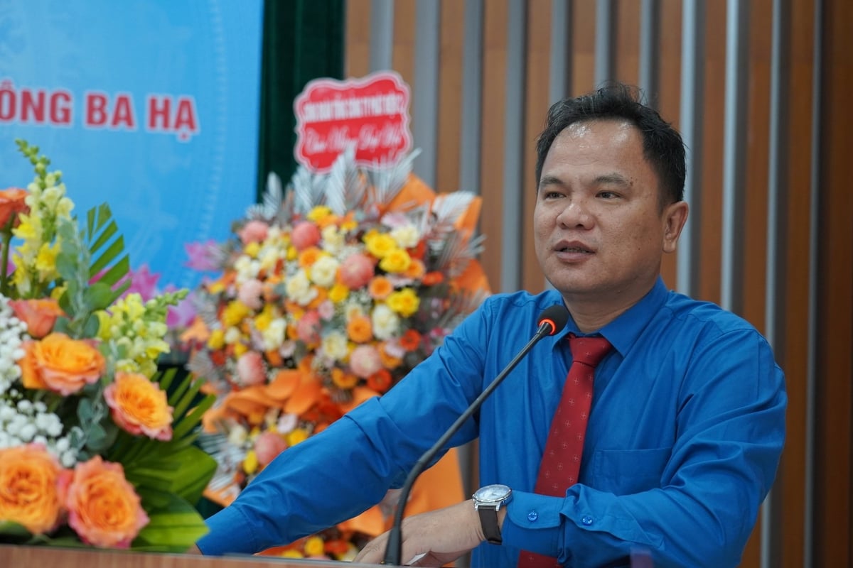 Ông Bùi Văn Thắng, Chủ tịch Công đoàn Tổng công ty Phát điện 2 phát biểu tại đại hội. Ảnh: HT.