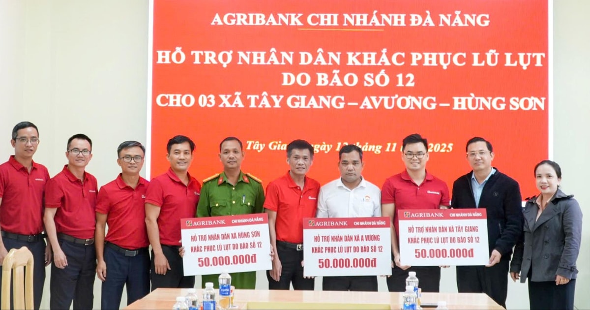 Agribank chi nhánh Đà Nẵng hỗ trợ người dân 3 xã Tây Giang, Avương, Hùng Sơn khắc phục hậu quả mưa lũ, sạt lở