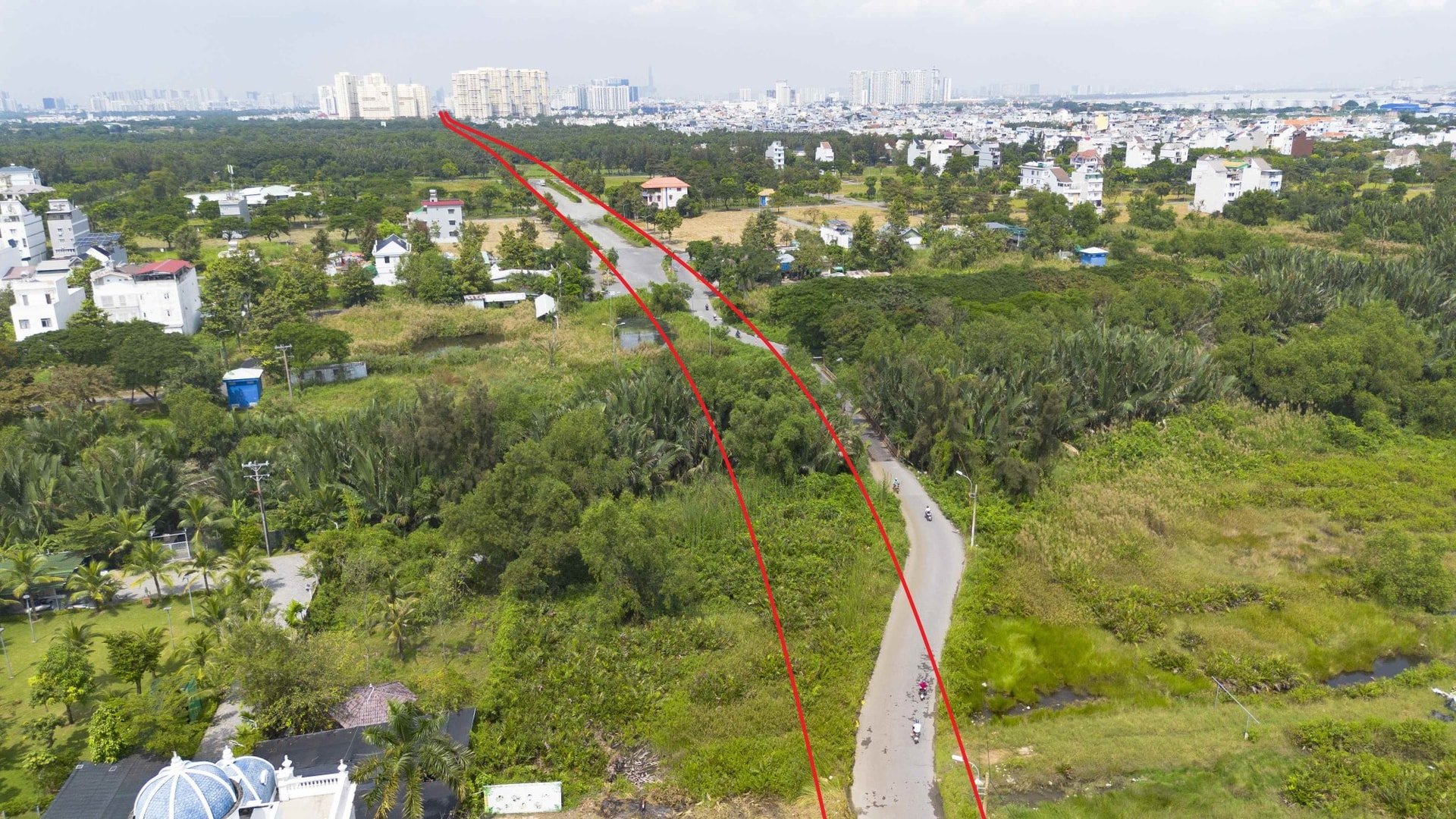 Lokasi yang diusulkan untuk pembangunan jembatan Phu Xuan 2B melintasi kanal Dia.