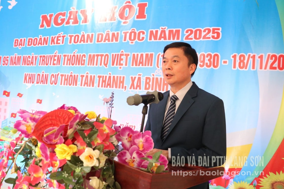 សមមិត្ត Dinh Huu Hoc សមាជិកគណៈកម្មាធិការអចិន្ត្រៃយ៍បក្សខេត្ត អនុប្រធានអចិន្ត្រៃយ៍គណៈកម្មាធិការប្រជាជនខេត្ត ថ្លែងមតិក្នុងពិធីបុណ្យនេះ។