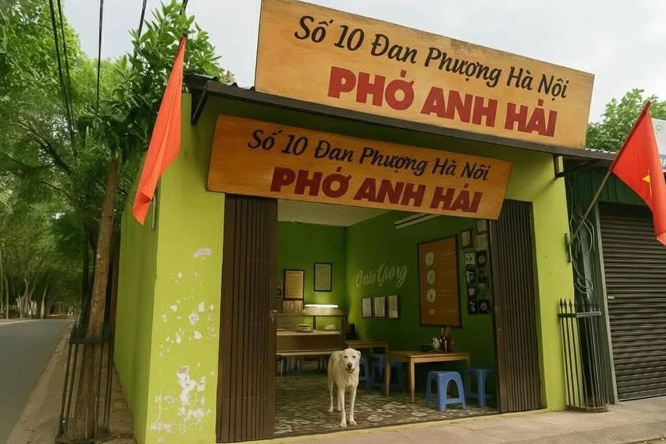 আন হাইয়ের ফো রেস্তোরাঁর মজার এআই-জেনারেটেড ছবি। ছবি: গুগল ম্যাপস।