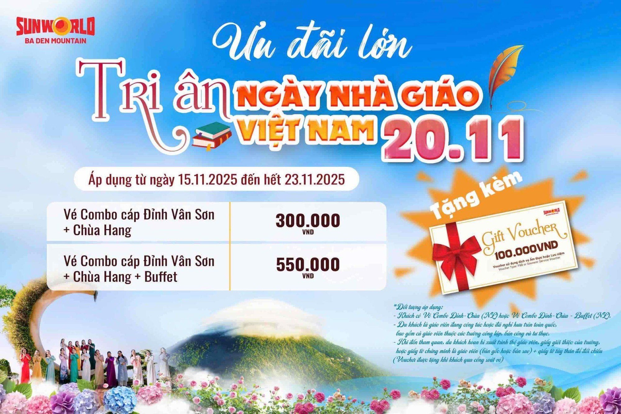 Khu du lịch núi Bà Đen ưu đãi và tặng quà đặc biệt cho giáo viên trong tháng 11 - Ảnh 2.