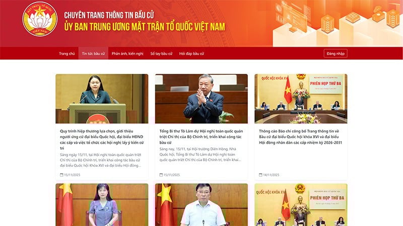 Main interface of the Election Information Page.