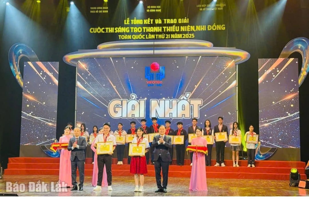 Dang Hoang Dung och Pham Anh Thu, elever i klass 12A1 på Dong Du Secondary and High School, vann tävlingen.