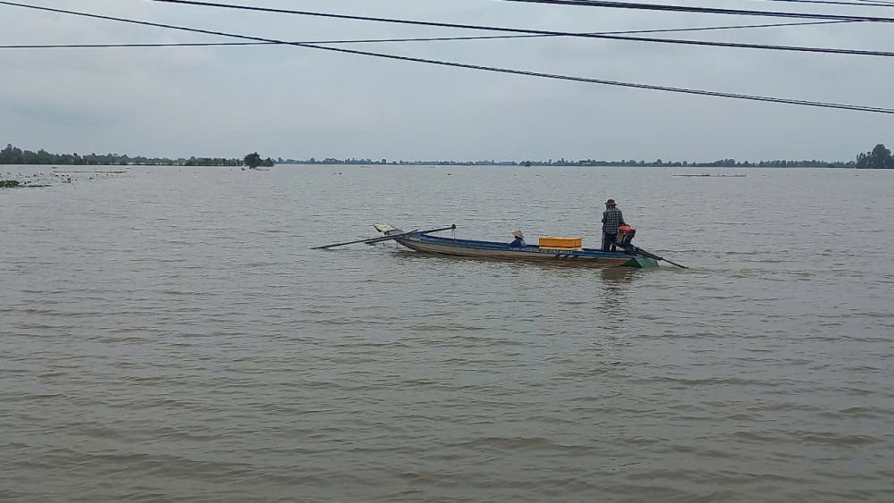 Flommen avtar, bønder drar ut på jordene for å fange fisk