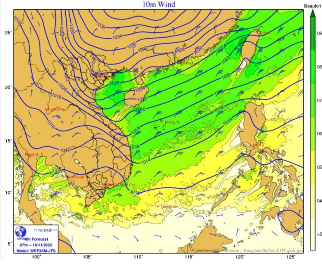 Karte mit Vorhersagen für starke Winde.
