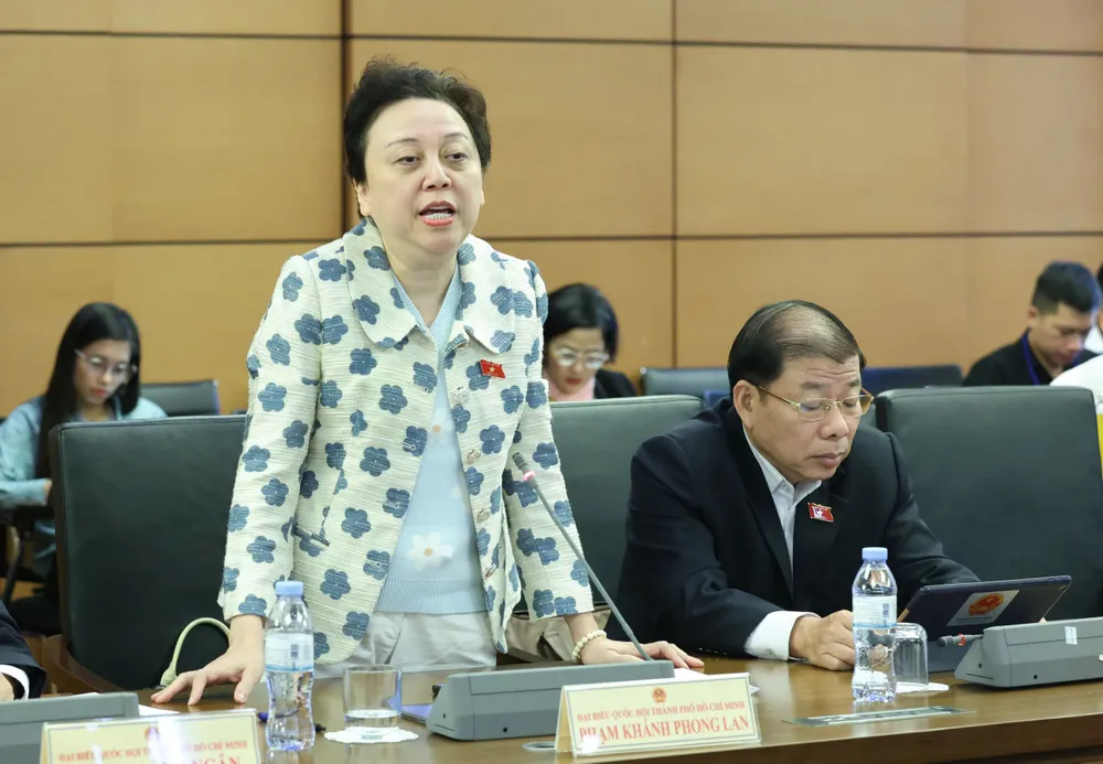 ĐB Phạm Khánh Phong Lan (TPHCM) phát biểu sáng 17-11. Ảnh: QUANG PHÚC 