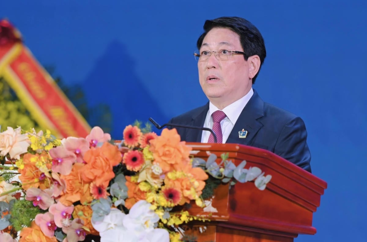 O presidente Luong Cuong discursa na cerimônia. Foto: Tran Hiep