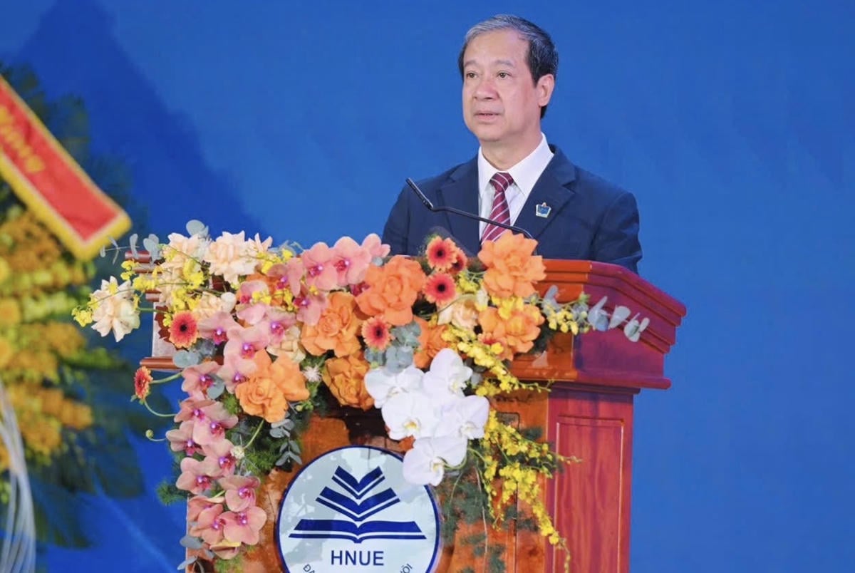 O Ministro da Educação e Formação, Nguyen Kim Son, discursa na cerimônia. Foto: Tran Hiep