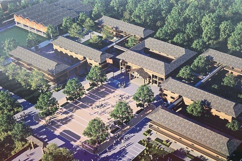 ទស្សនវិស័យនៃការរចនាសាលារៀនអន្តរកម្រិត Si Pa Phin ដែលបច្ចុប្បន្នកំពុងសាងសង់នៅក្នុងឃុំព្រំដែន Si Pa Phin ខេត្ត Dien Bien។