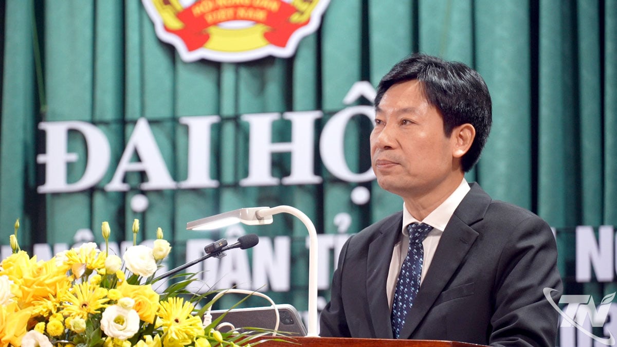 សមមិត្ត Nguyen Xuan Dinh អនុប្រធានគណៈកម្មាធិការមជ្ឈិមសហភាពកសិករវៀតណាមបានថ្លែងមតិនៅមហាសន្និបាត។