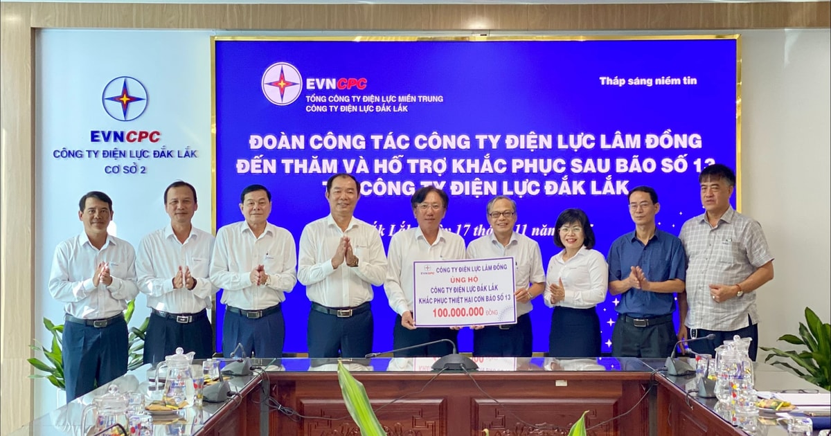 Công ty Điện lực Lâm Đồng hỗ trợ Đắk Lắk và Gia Lai khắc phục thiệt hại sau bão số 13