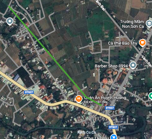 Sơ đồ vị trí tuyến đường song song đường Vành đai trên bản đồ vệ tinh.