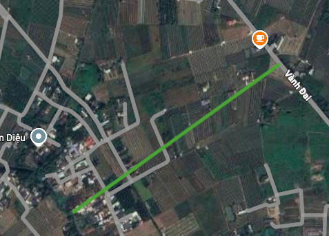 Sơ đồ vị trí tuyến đường vuông góc đường Vành đai trên bản đồ vệ tinh.