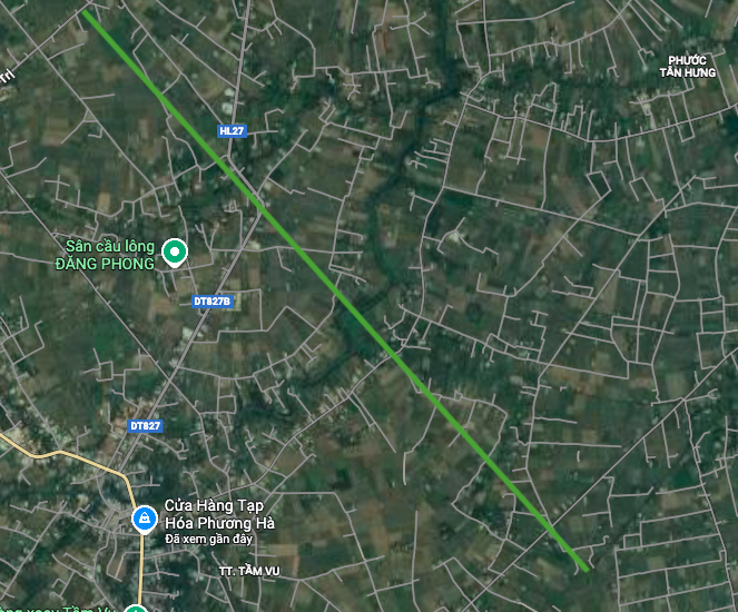 Peta laluan berserenjang Jalan Provinsi 827D pada peta satelit.