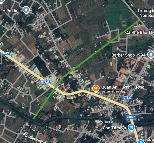 Peta laluan baharu merentasi terusan Thay Son pada peta satelit.