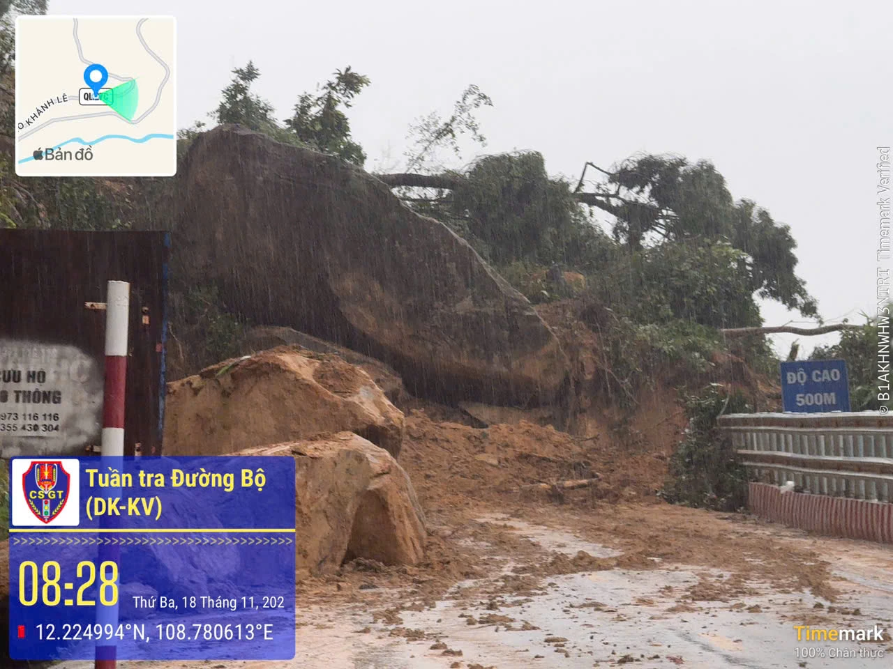 Ett allvarligt jordskred som inte kunde hanteras på morgonen den 18 oktober. Foto: Tillhandahållet av myndigheterna.