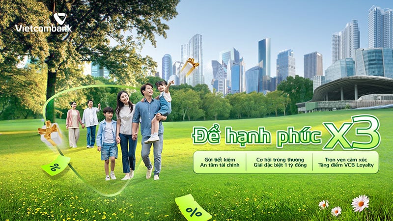 Hành trình tiết kiệm Để hạnh phúc nhân ba: Gửi tiết kiệm, nhân ba niềm vui cùng Vietcombank